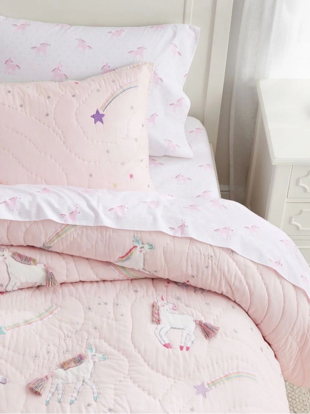 Pottery Barn Kids Unicorn Sheet Set - Pink Full